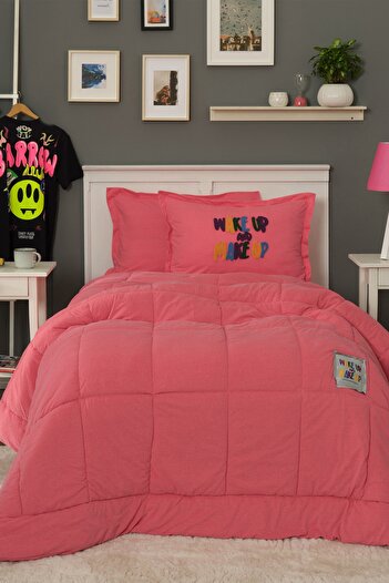 Karaca Home Motto Cotton Single Comfort/Sleeping Set Fuchsia