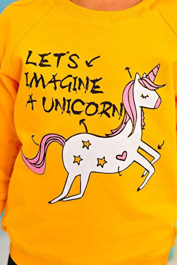 ZUZUNGA Let's Imagine Sarı Kız Çocuk Sweatshirt
