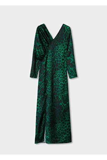 MANGO Woman Dökümlü Leopar Desenli Elbise