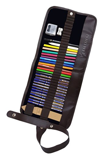 BAL SANAT 30 Piece Color Mixed Black Roller Pen Holder Sketch Set