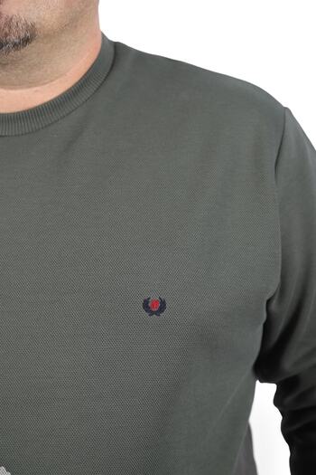 MocGrande Μεγάλο μέγεθος Sweat Double Face Basic 22719-χακί
