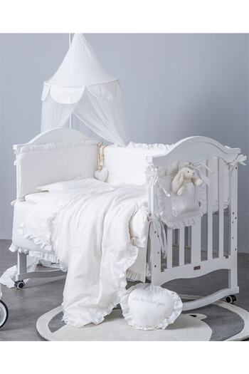 Jaju Baby Frilly White 80x130 Color Crib / Montessori Edge Protection And Duvet Cover Set Sleeping Set
