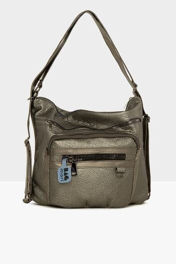 Bagmori Silver Women's Large Single Pocket Casual Shoulder Bag and Backpack M000005398