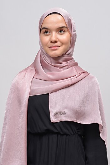 Altobeh Janjan Shiny Satin Textured Hijab Evening Dress Chiffon Shawl-Dark Pink