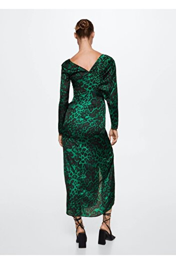 MANGO Woman Dökümlü Leopar Desenli Elbise