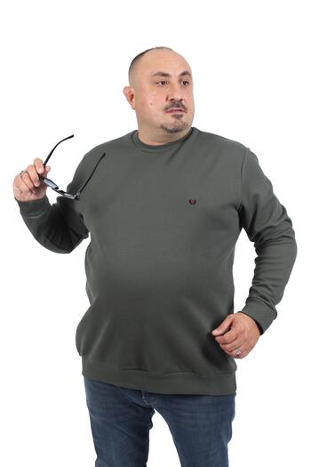 MocGrande Μεγάλο μέγεθος Sweat Double Face Basic 22719-χακί