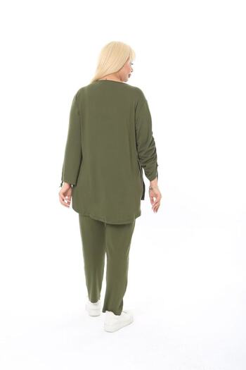 xlargebutik Удобен стилен костюм от ликра с голям размер, зелен