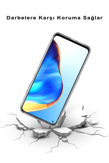 PrintiFy Xiaomi Mi 10 T Pro Uyumlu Kapak Floral Mavi Tasarımlı Şeffaf Silikon Kılıf