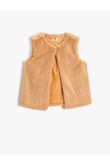 Koton Plush Vest Round Collar