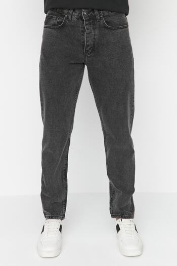 Trendyol Collection Antracit 100% pamut Essential Fit farmer farmer nadrág TMNAW23JE00104
