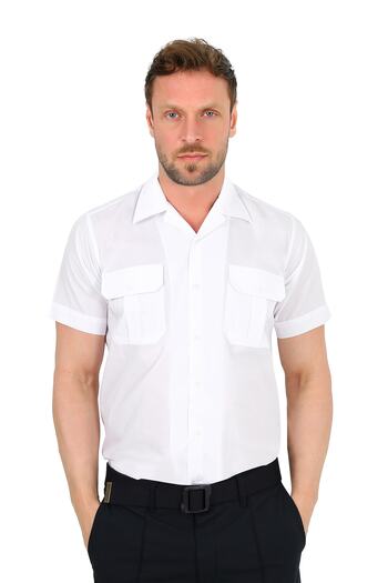 ModaCanel Apaç Collar White Men's Safety Shirt