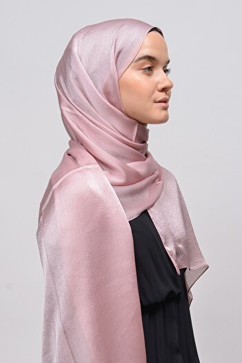 Altobeh Janjan Shiny Satin Textured Hijab Evening Dress Chiffon Shawl-Dark Pink