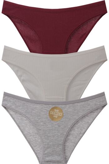 Papatya Corded Cotton Basic Panties Slip 3 Pack
