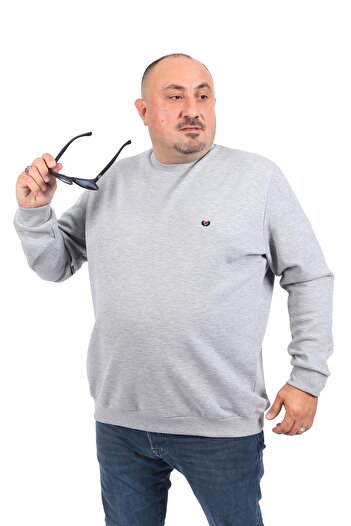 MocGrande Світшот великого розміру Double Face Basic 22719-сірий меланж