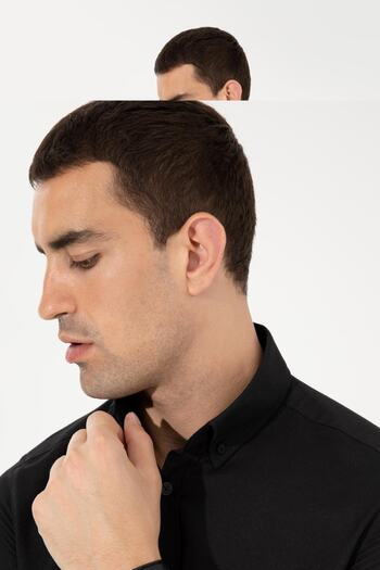 Pierre Cardin Μαύρο Slim Fit πουκάμισο
