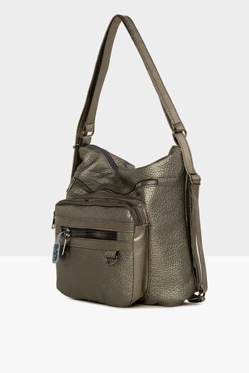 Bagmori Silver Women's Large Single Pocket Casual Shoulder Bag and Backpack M000005398