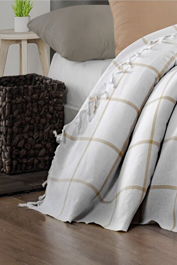 Vagonik Double Seasonal Thin Pique 200 X 220 Cm Beige - Striped Cotton Woven