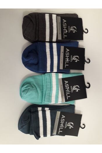 Ashill Socks Унисекс чорапи с тъмносини ивици, пакет от 4 броя
