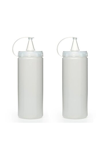 bimbambom Transparent Sauce Bottle Oil Pot Vinegar Sauce Bottle with Lid 400 ml 2 Pieces
