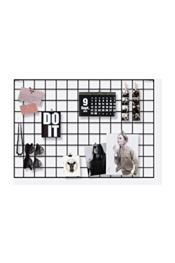 Benefitto Tel Fotoğraf Askısı Metal Askılık Pano Duvar Askılığı Notluk Fotoğraflık 40*60 Cm. 20 Adet Mandallı