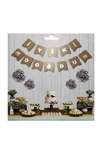 Astaş Happy Birthday Lettering Silver on Kraft
