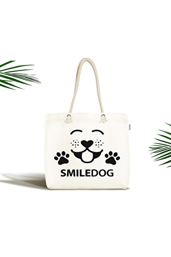 Realhomes Сумка для пляжу з цифровим принтом Smiledog та сучасним застібкою-блискавкою
