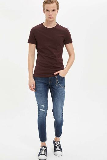 DeFacto Men's Claret Red Slim Fit Crew Neck Basic T-Shirt M4789AZ20SP