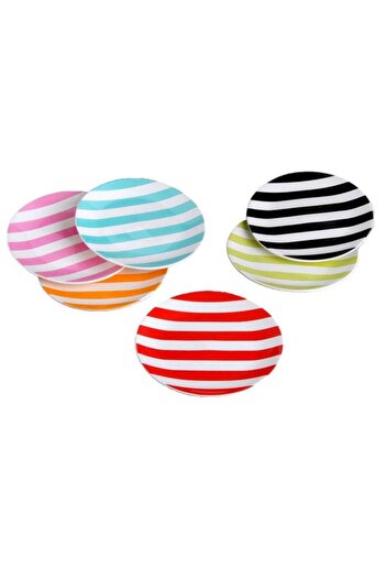 SERAMİKCİ 6 Different Colored Striped Cake Plates