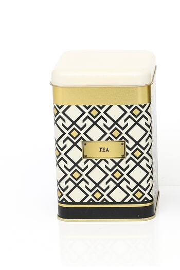 EVLE Turkish Cream Tea Motif 11X11 cm Size Square Metal Storage Container
