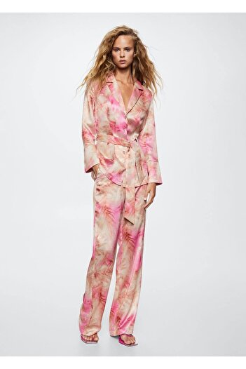 MANGO Woman Patterned Satin Trousers