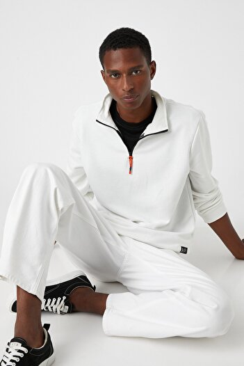 Koton High Collar Zipper Sweatshirt