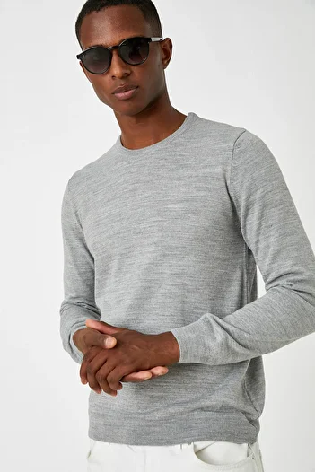 Koton Men's Gray Basic Sweater 3WAM70017HT
