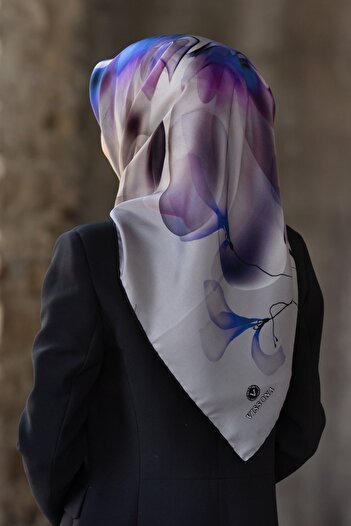 Vissona Γυναικείο μεταξωτό μαντήλι Twill Grey Saks