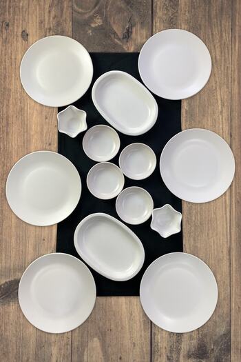 Keramika 14 Piece White Breakfast Set for 6 People