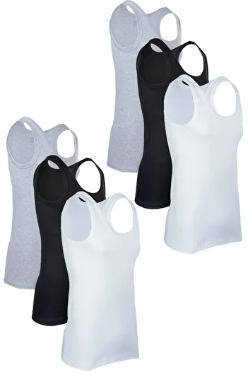 BSM 6-Piece Men's Cotton High Quality Flexible Comfortable Rib Fabric Undershirt