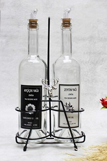 Jenisa Silver Color Deer Accessory Black Stand Transparent Flow Pot Oil Pot