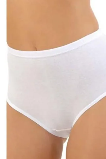Aydoğan Women's Ribbed High Waist Cotton Bato Panties 0078 - 12 Pieces