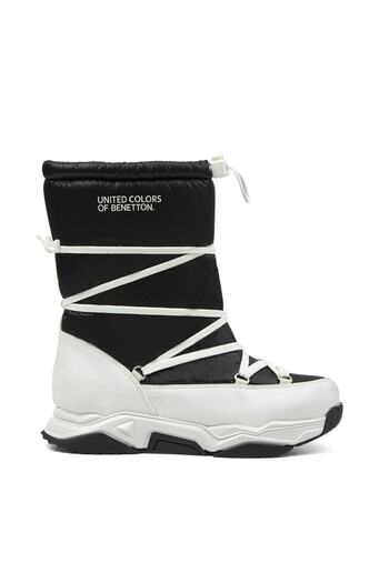 Benetton BN-30392 Γυναικεία Μποτάκια Μαύρο-Λευκό
