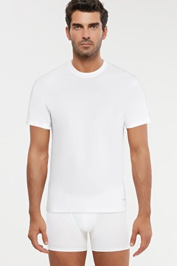 Kom Чоловічий білий трикотажний лікра Compact 0 комір James Tshirt Atlet 6 штук