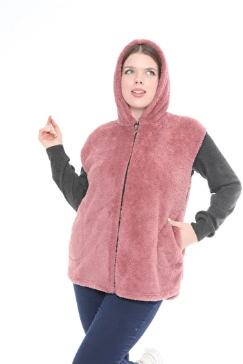 KSV Collection Plus Size Dried Rose Plush Vest