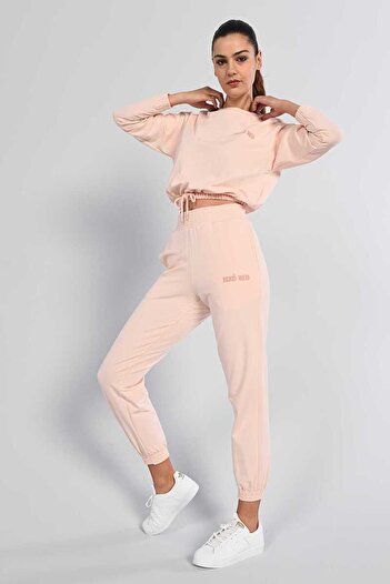 ECKO UNLTD Jun Pink Γυναικεία Φούτερ με ψηλή ζώνη με λεπτομέρειες