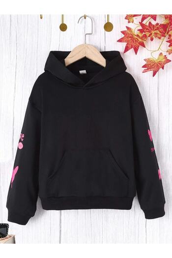 LePold Hooded California And Butterfly Back Printed Girls Sweatshirt