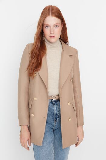 Trendyol Collection Mink szőtt gombos részletes blézerkabát TWOSS20CE0024