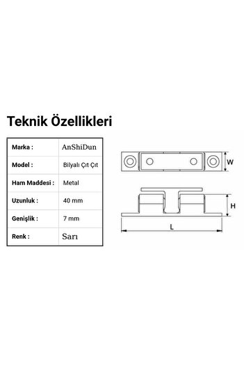 ARON (2 ADET) Sarı Metal Bilyalı Çıt Çıt Pvc Sineklik Mobilya Dolap Kapak Tutucu