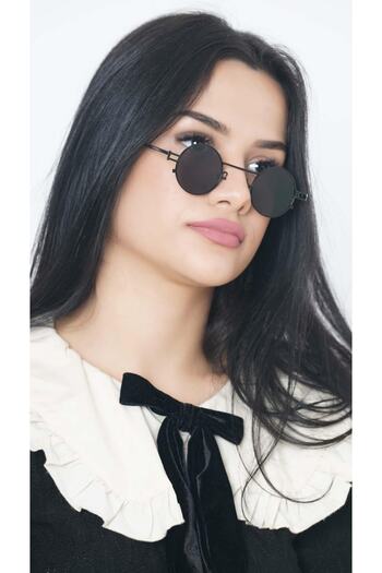 TomyHelf New Fashion Sunglasses Oval Black Frame Black Glass