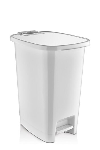 ELİSA White 25 Liter Slim Pedal Plastic Trash Can, Stylish and Convenient Design