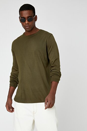 Koton Khakifarbener Herrenpullover 3WAM70017HT