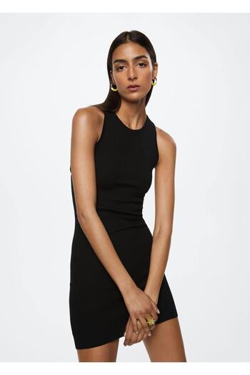 MANGO Woman Side Slit Knitwear Dress