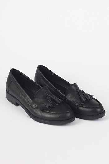 Modabuymus Women's Black Genuine Leather Corcik Shoes