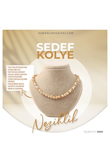 OSMANLI DEĞERLİ TAŞ Sertifikalı Sedef Doğaltaş Kolye 8 Mm, M542